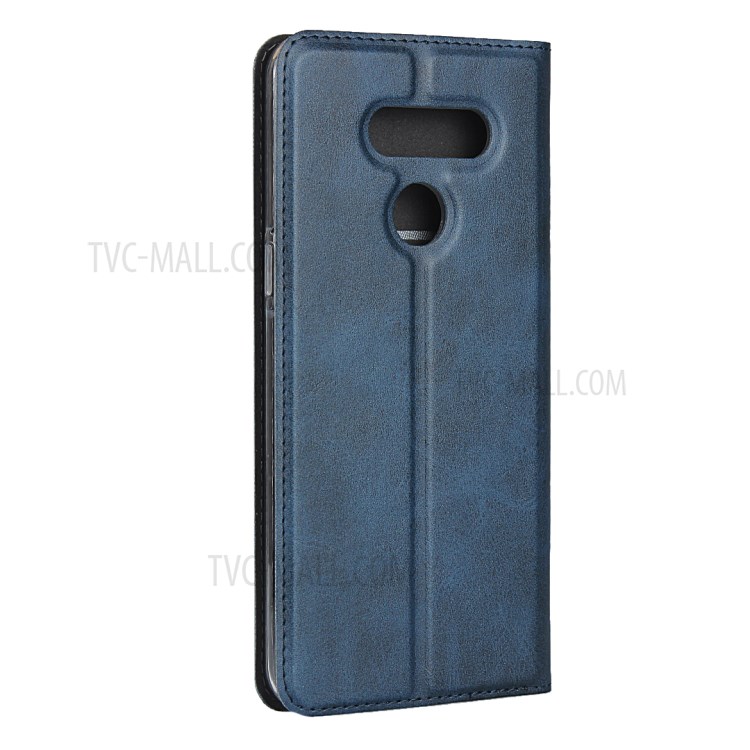 Auto-absorbed Leather Stand Case with Card Slot for LG K50S - Blue-4