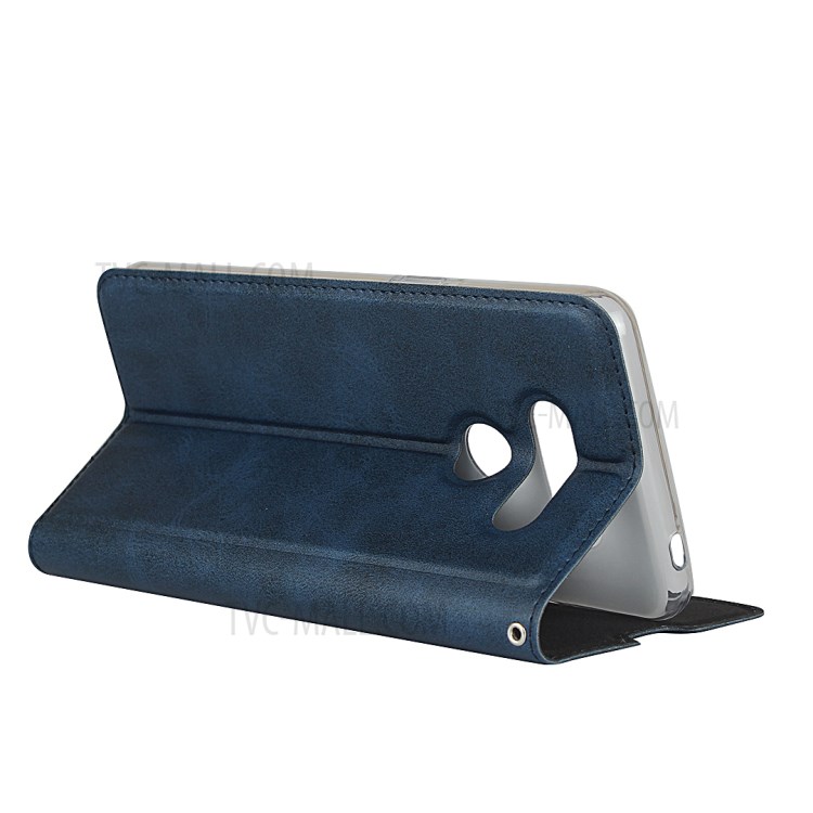 Auto-absorbed Leather Stand Case with Card Slot for LG K50S - Blue-5