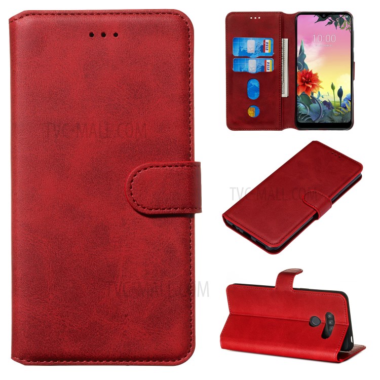 Wallet Leather Stand Case for LG K50S - Red-1