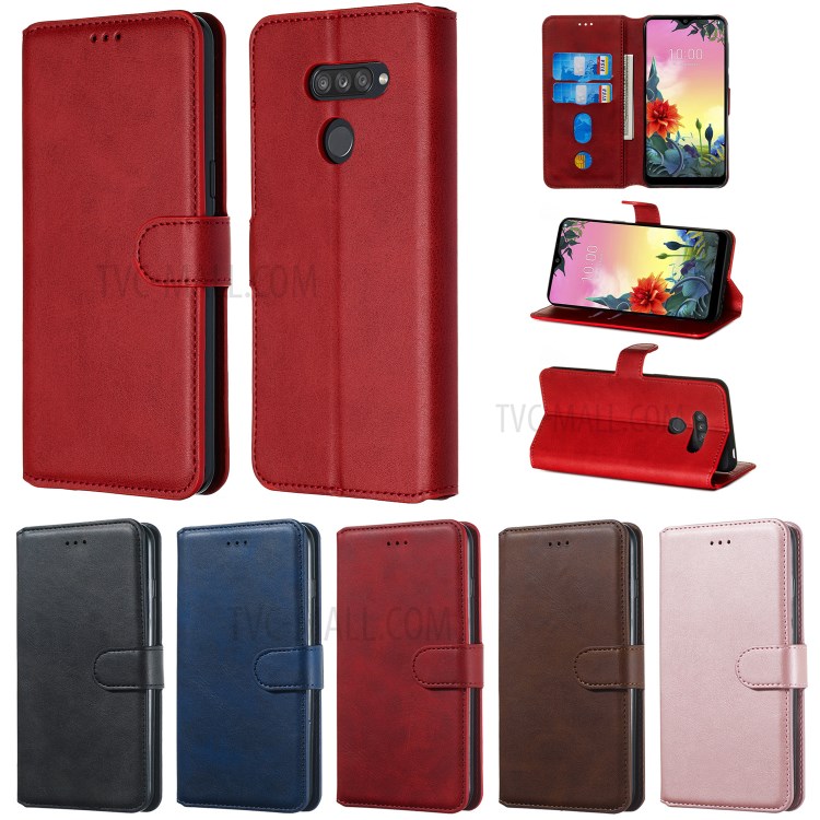 Wallet Leather Stand Case for LG K50S - Red-14