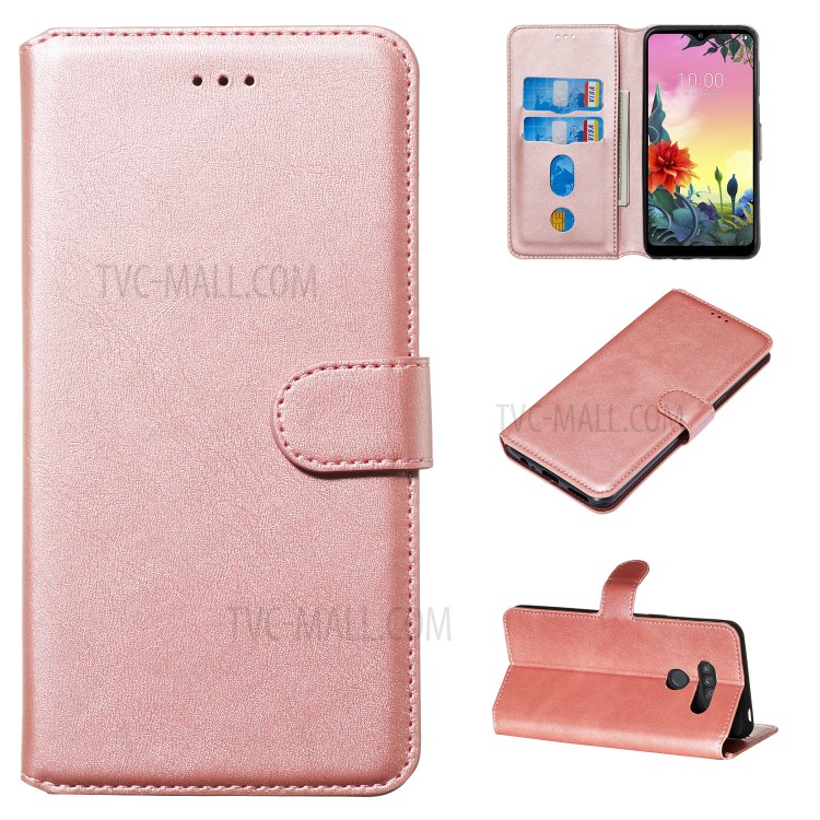 Wallet Leather Stand Case for LG K50S - Rose Gold-1