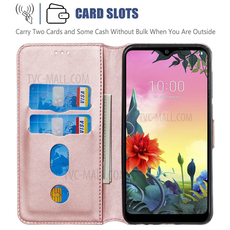 Wallet Leather Stand Case for LG K50S - Rose Gold-9