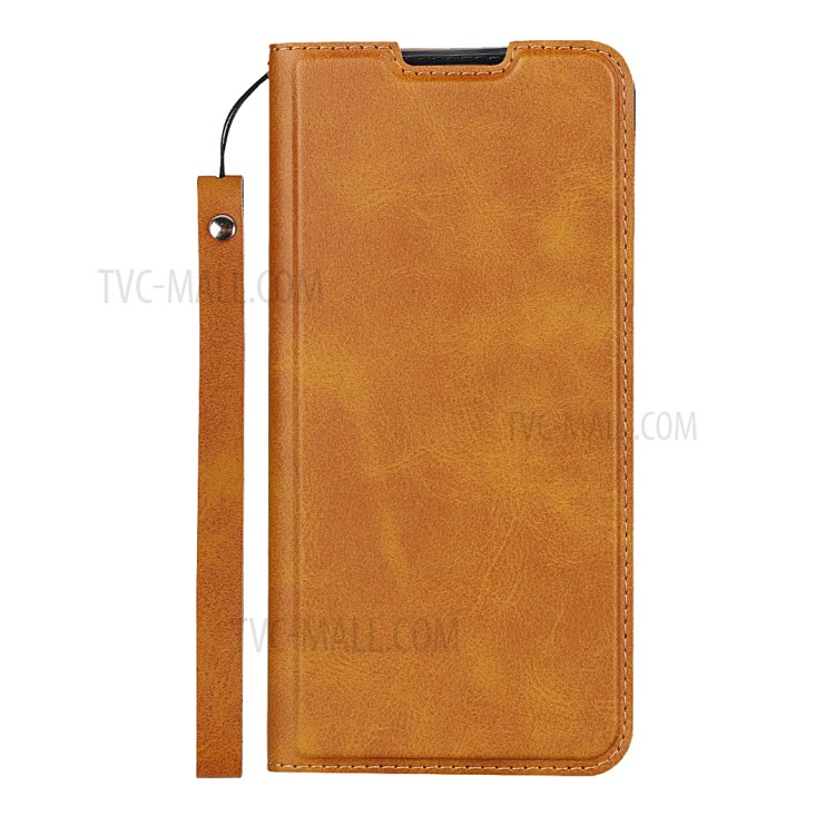Leather Stand Case with Card Slot for LG G8X ThinQ / LG V50S - Brown-2