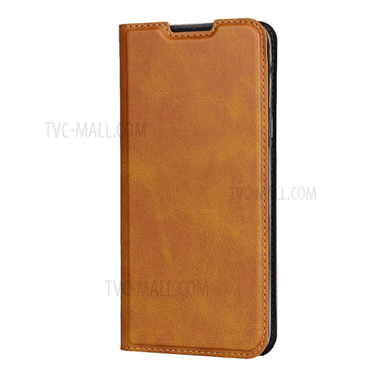 Leather Stand Case with Card Slot for LG G8X ThinQ / LG V50S - Brown-3