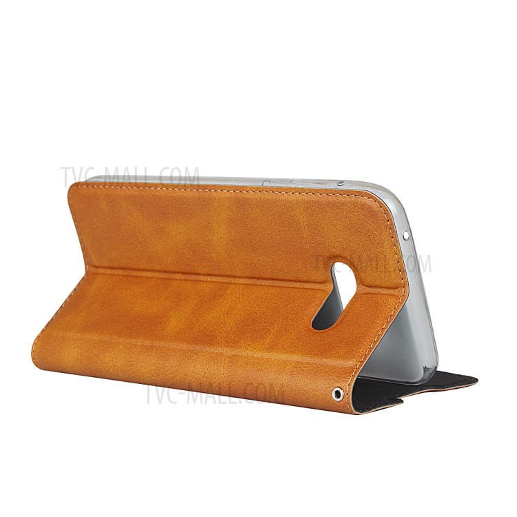 Leather Stand Case with Card Slot for LG G8X ThinQ / LG V50S - Brown-5