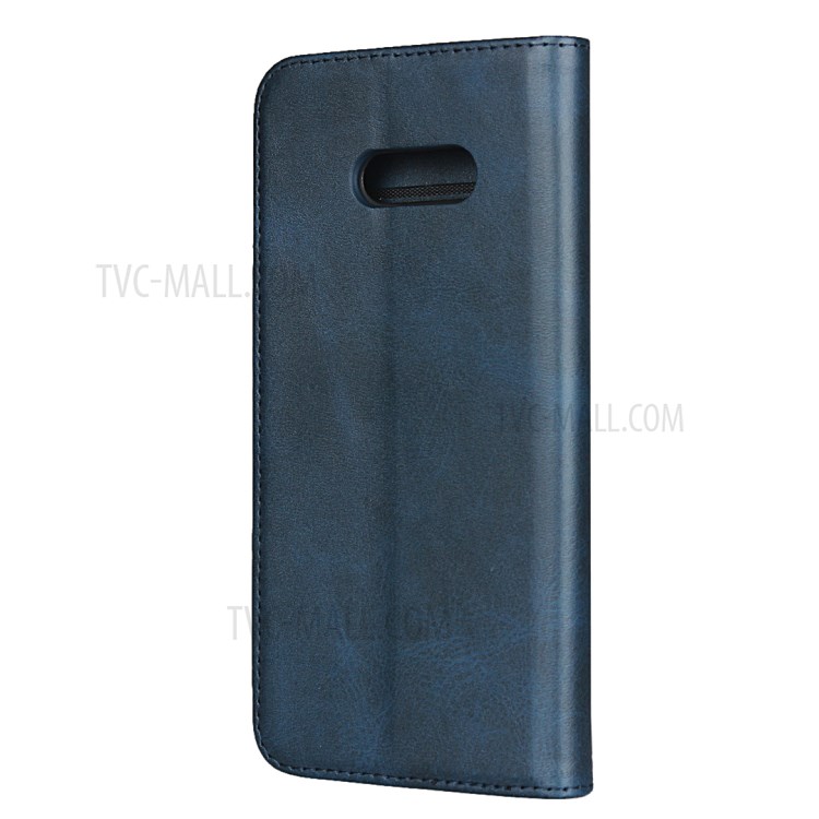 Auto-absorbed Leather Wallet Stand Phone Casing for LG V50S / LG G8X ThinQ - Blue-3
