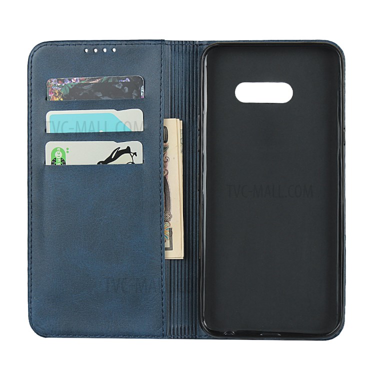 Auto-absorbed Leather Wallet Stand Phone Casing for LG V50S / LG G8X ThinQ - Blue-4