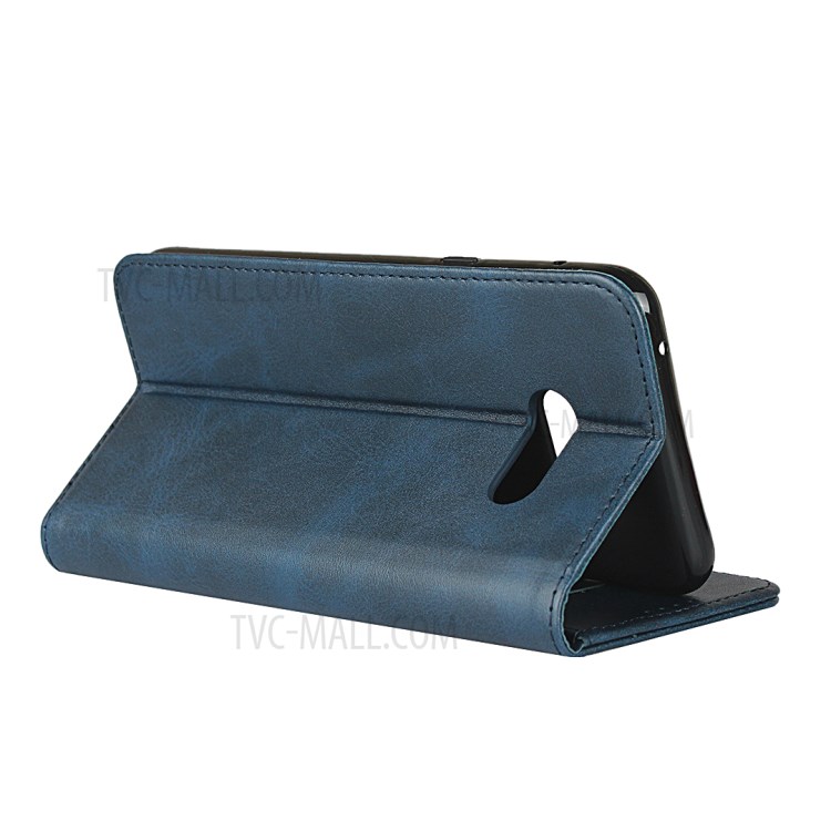 Auto-absorbed Leather Wallet Stand Phone Casing for LG V50S / LG G8X ThinQ - Blue-5