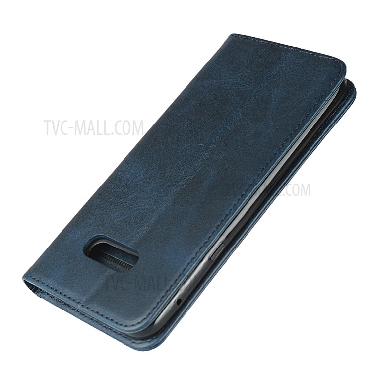 Auto-absorbed Leather Wallet Stand Phone Casing for LG V50S / LG G8X ThinQ - Blue-6