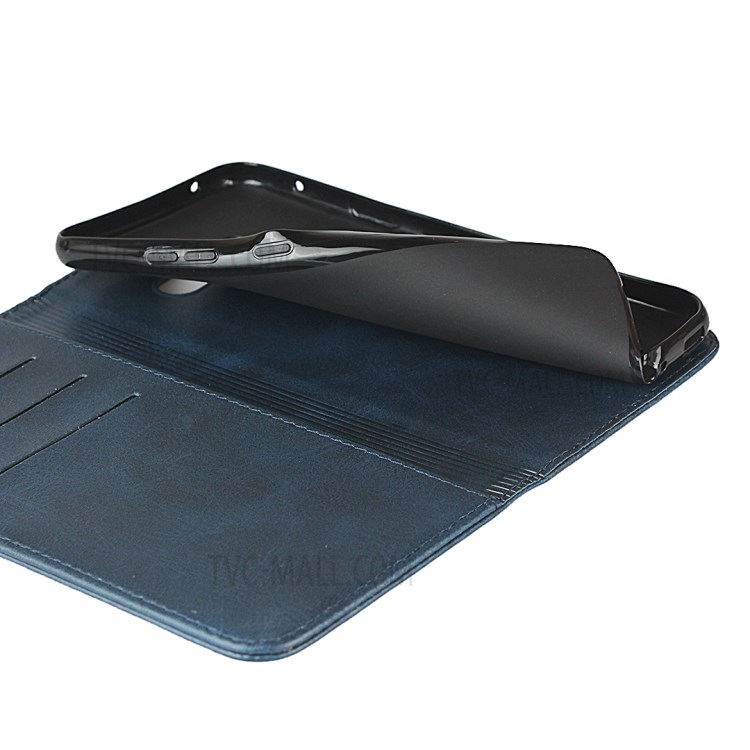 Auto-absorbed Leather Wallet Stand Phone Casing for LG V50S / LG G8X ThinQ - Blue-7