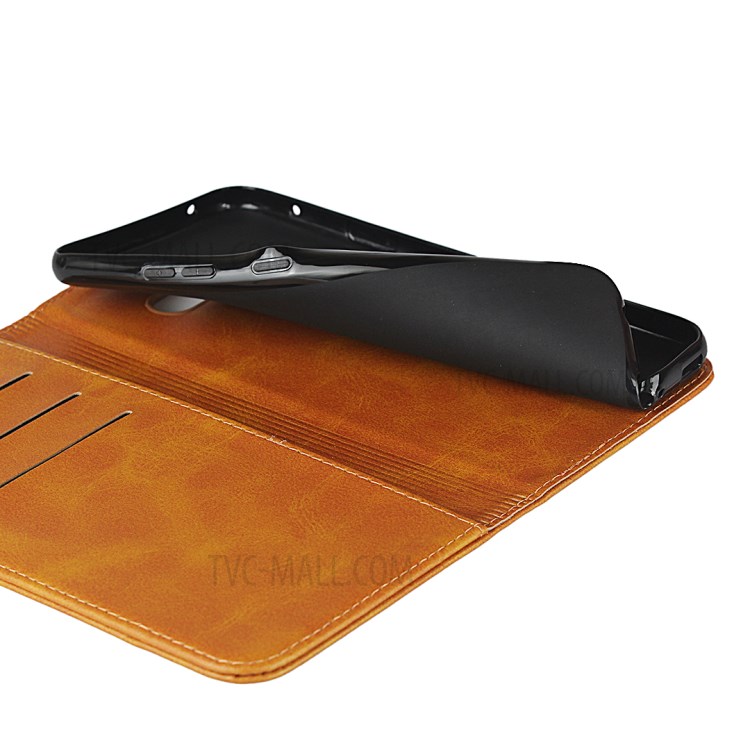 Auto-absorbed Leather Wallet Stand Phone Casing for LG V50S / LG G8X ThinQ - Brown-7