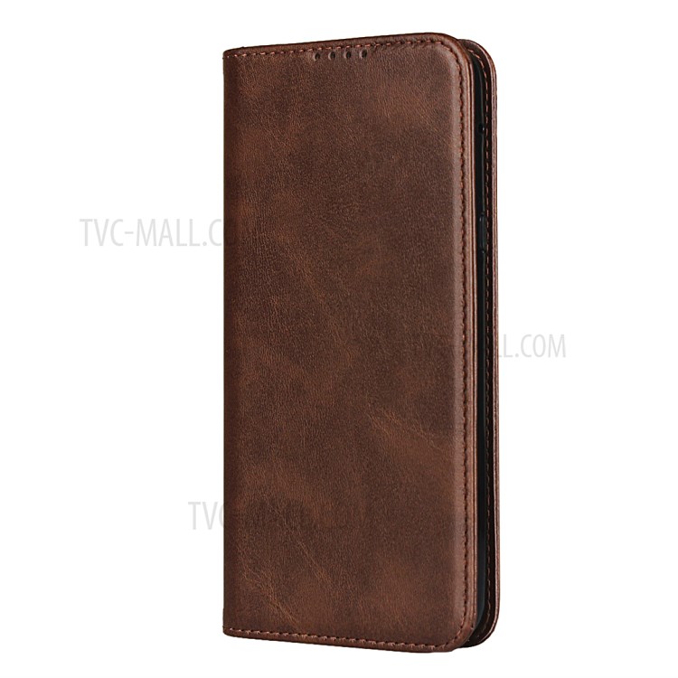 Auto-absorbed Leather Wallet Stand Phone Casing for LG V50S / LG G8X ThinQ - Coffee-2