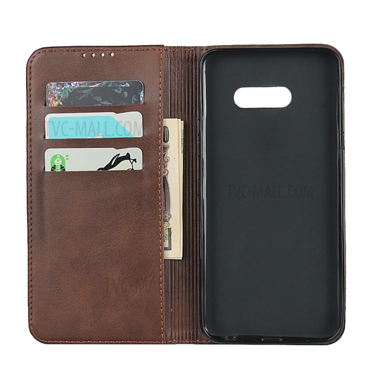 Auto-absorbed Leather Wallet Stand Phone Casing for LG V50S / LG G8X ThinQ - Coffee-4