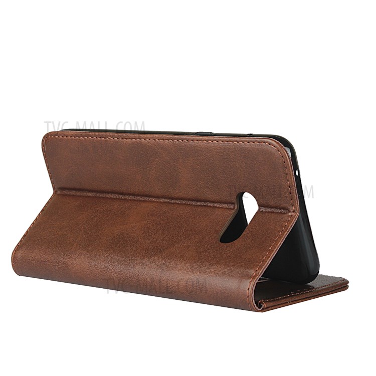 Auto-absorbed Leather Wallet Stand Phone Casing for LG V50S / LG G8X ThinQ - Coffee-5