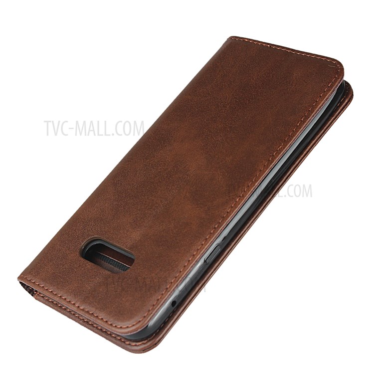 Auto-absorbed Leather Wallet Stand Phone Casing for LG V50S / LG G8X ThinQ - Coffee-6