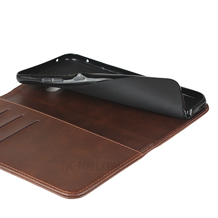 Auto-absorbed Leather Wallet Stand Phone Casing for LG V50S / LG G8X ThinQ - Coffee-7