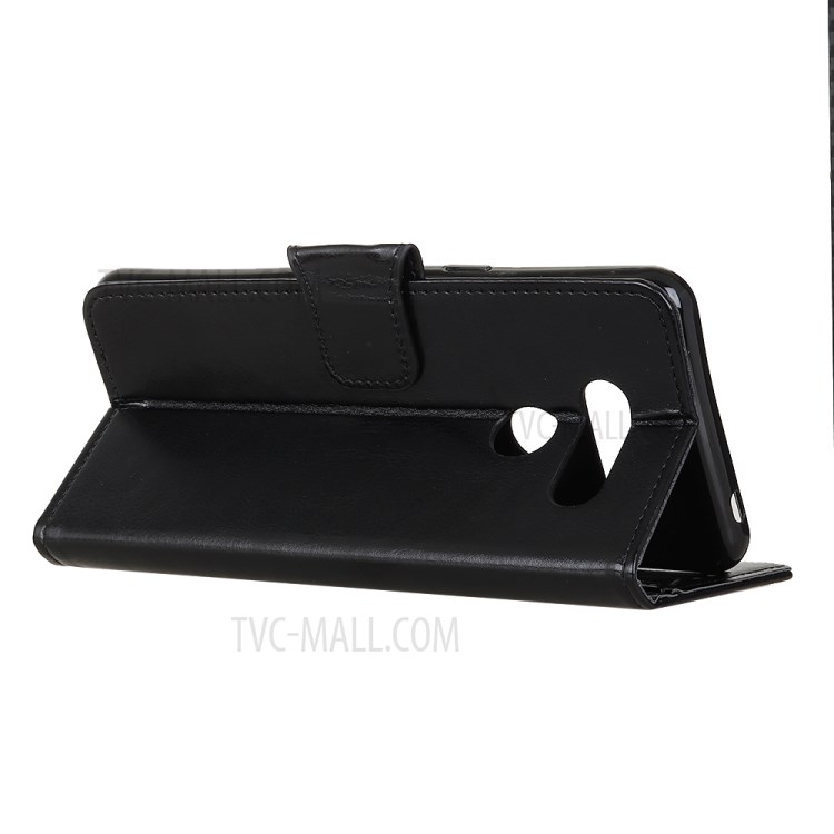 Crazy Horse Wallet Stand Leather Mobile Phone Casing for LG Q70 - Black-9