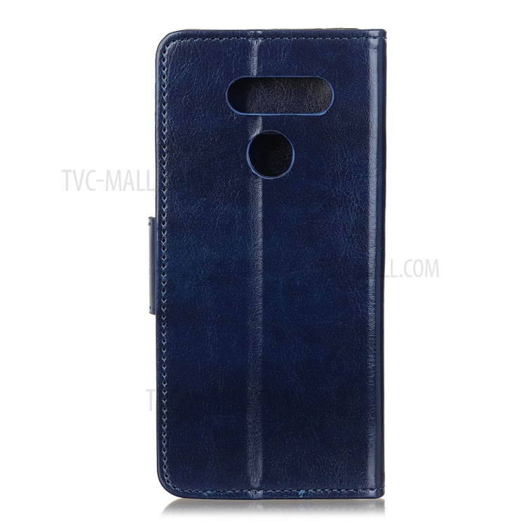 Crazy Horse Wallet Stand Leather Mobile Phone Casing for LG Q70 - Blue-8