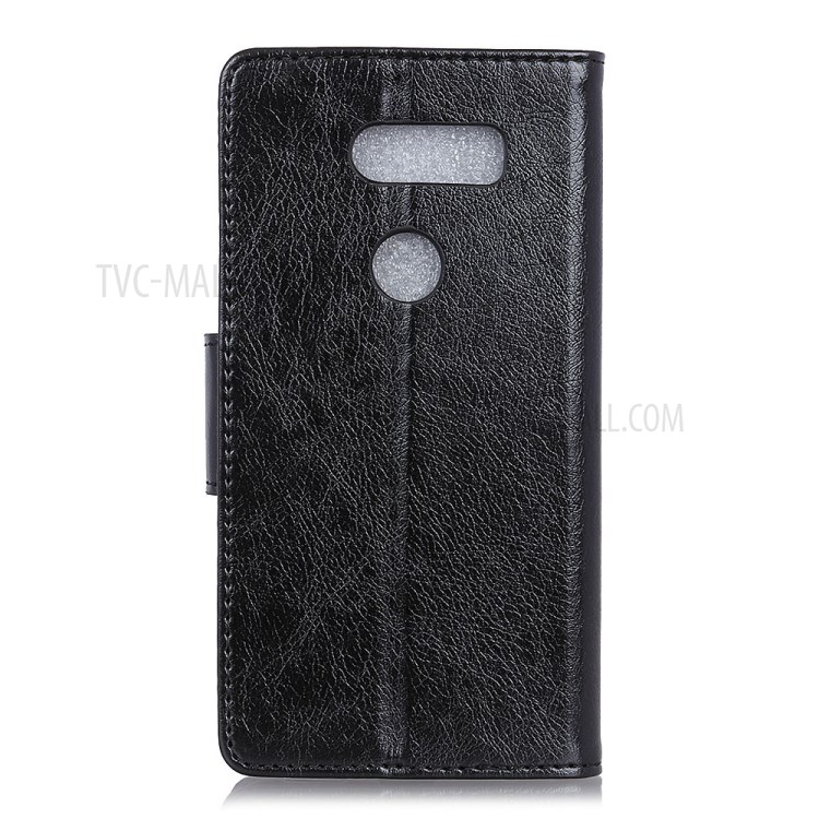 Nappa Texture Split Leather Wallet Stand Phone Case for LG Q70 - Black-10