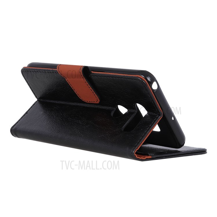 Nappa Texture Split Leather Wallet Stand Phone Case for LG Q70 - Black-11