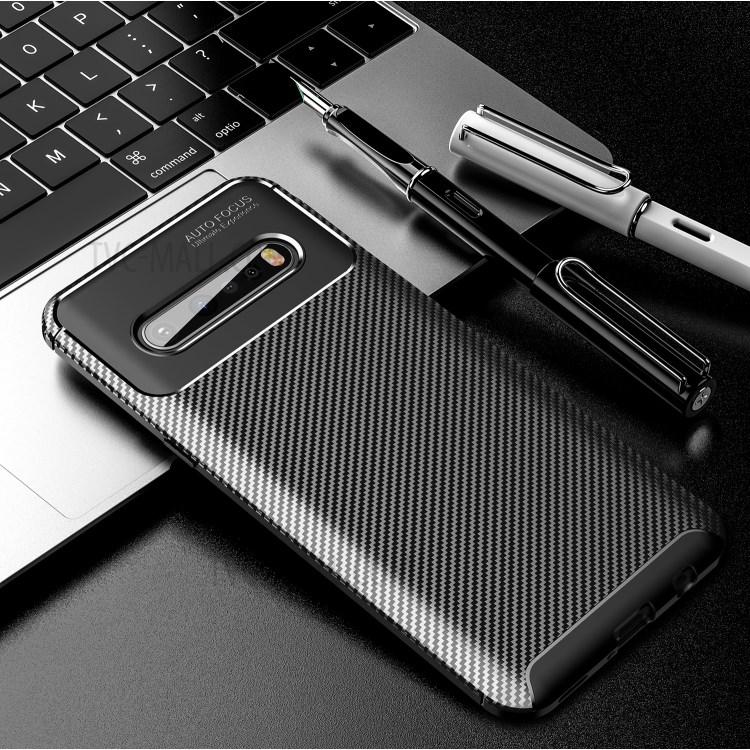 Drop Resistant Carbon Fiber TPU Protection Back Cover for LG V60 ThinQ 5G - Black-1
