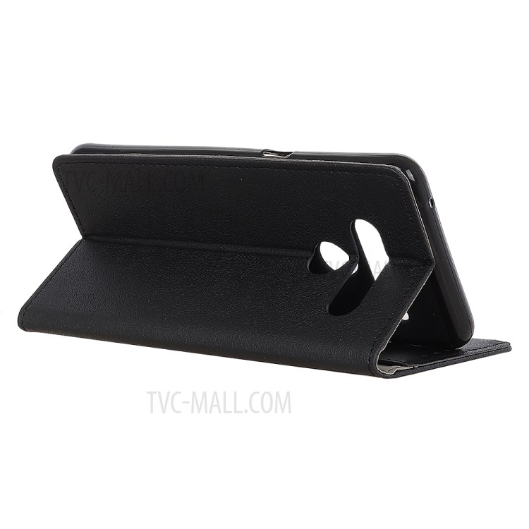 PU Leather Wallet Stand Phone Cover for LG Q70 - Black-3