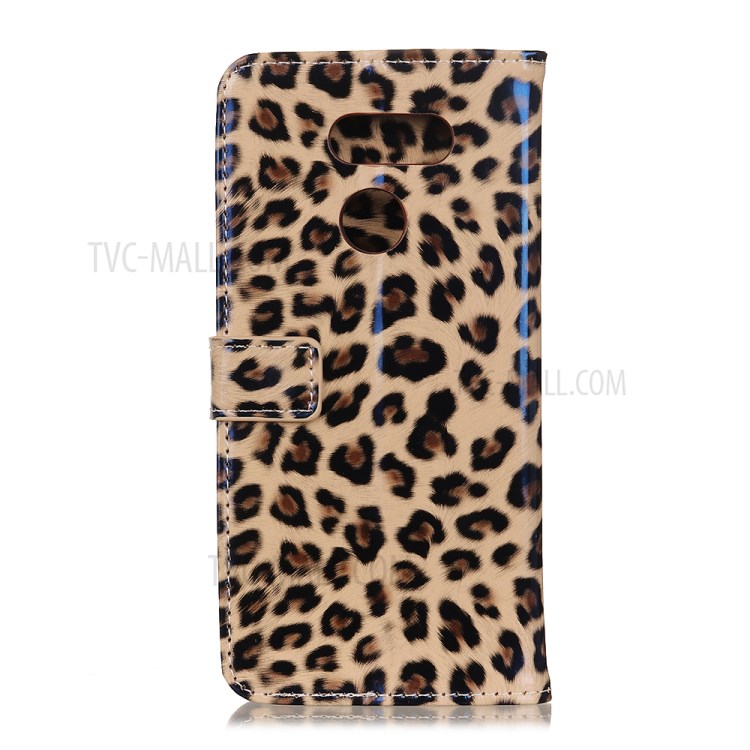 Leopard Texture Wallet Stand Leather Mobile Phone Cover for LG Q70-2