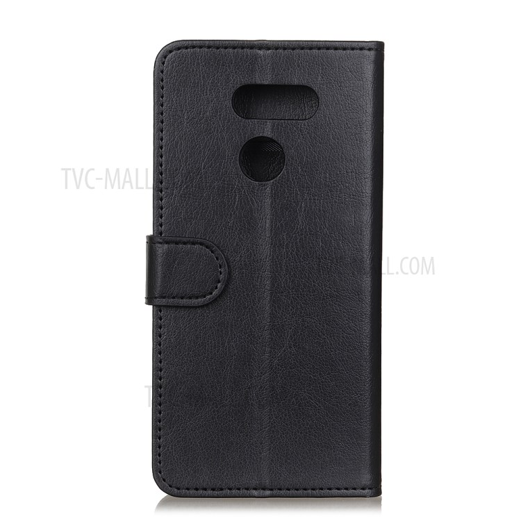 Litchi Skin Stylish Leather Wallet Case for LG Q70 - Black-6