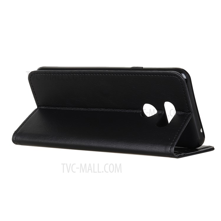 Litchi Skin Stylish Leather Wallet Case for LG Q70 - Black-7