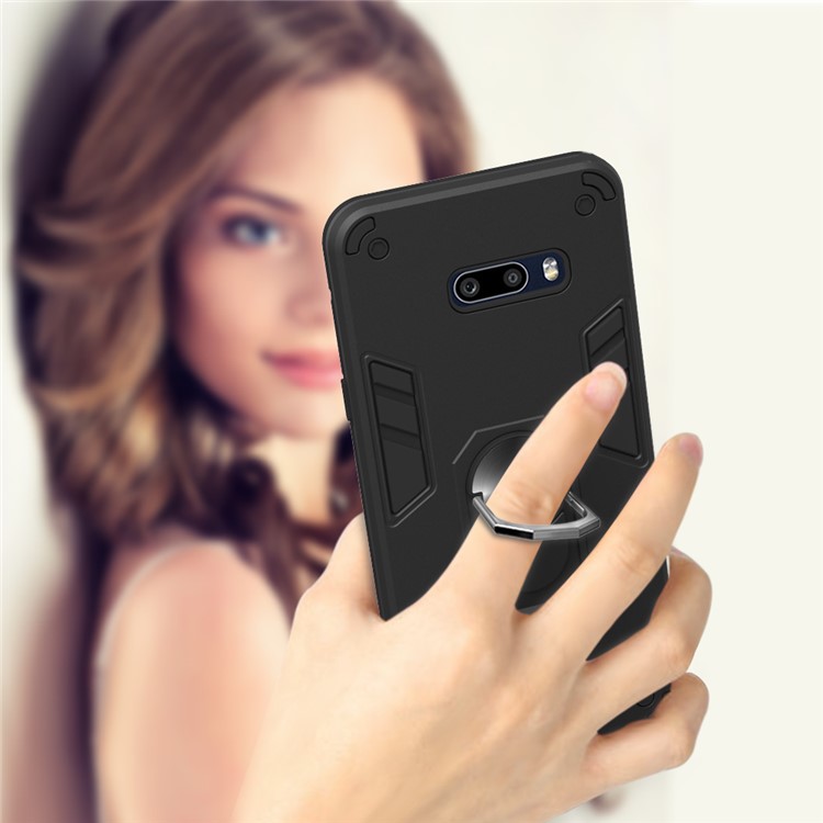 Rotatable Kickstand Detachable 2-in-1 PC + TPU Back Case for LG G8X ThinQ/V50S ThinQ 5G - Black-11