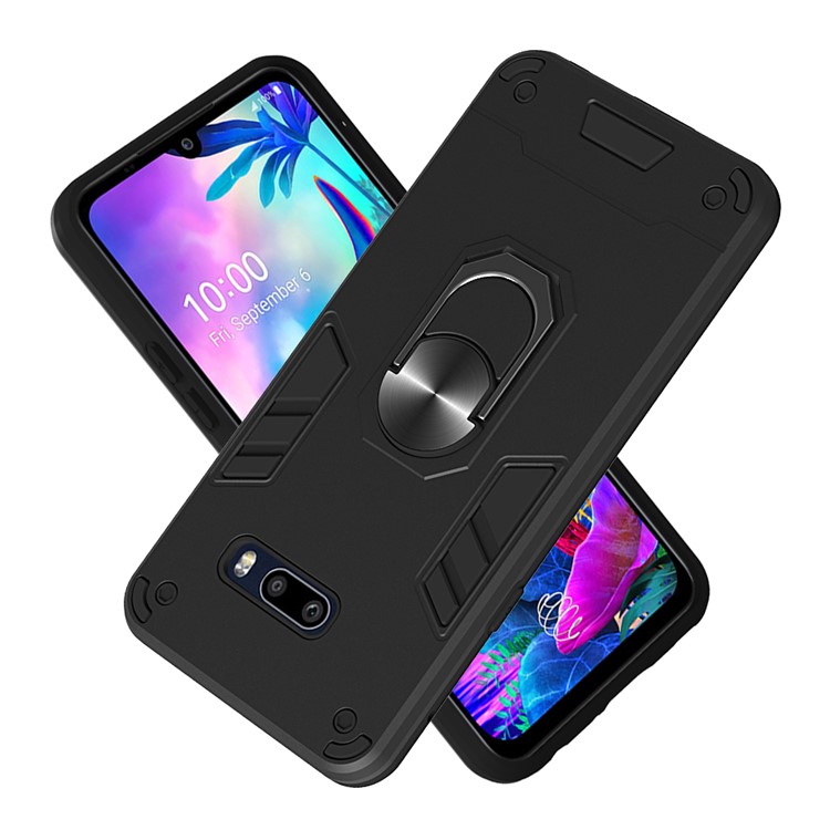 Rotatable Kickstand Detachable 2-in-1 PC + TPU Back Case for LG G8X ThinQ/V50S ThinQ 5G - Black-2