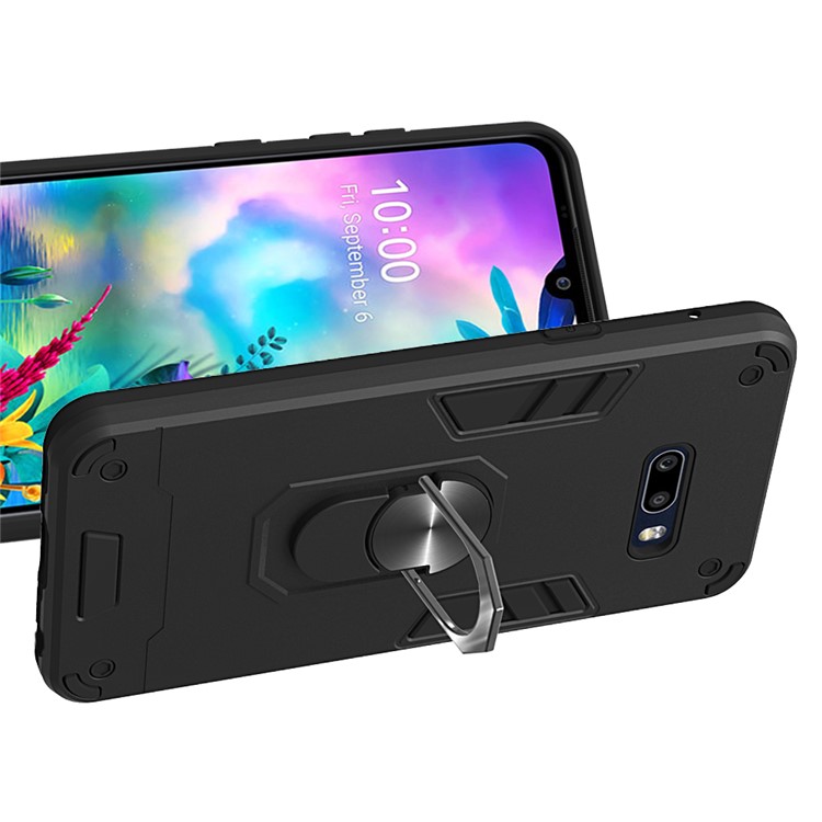 Rotatable Kickstand Detachable 2-in-1 PC + TPU Back Case for LG G8X ThinQ/V50S ThinQ 5G - Black-3