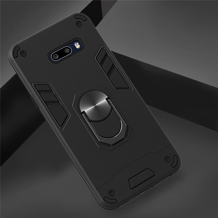 Rotatable Kickstand Detachable 2-in-1 PC + TPU Back Case for LG G8X ThinQ/V50S ThinQ 5G - Black-4