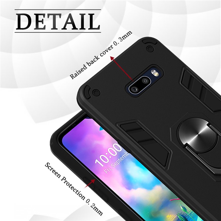 Rotatable Kickstand Detachable 2-in-1 PC + TPU Back Case for LG G8X ThinQ/V50S ThinQ 5G - Black-8