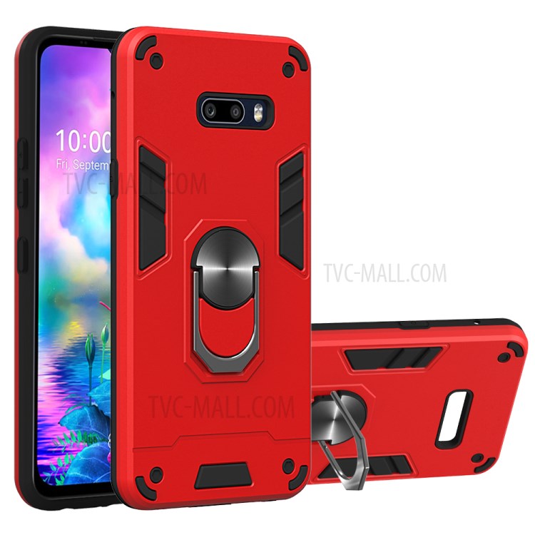 Rotatable Kickstand Detachable 2-in-1 PC + TPU Back Case for LG G8X ThinQ/V50S ThinQ 5G - Red-1