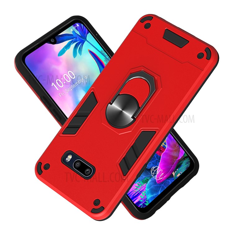 Rotatable Kickstand Detachable 2-in-1 PC + TPU Back Case for LG G8X ThinQ/V50S ThinQ 5G - Red-2