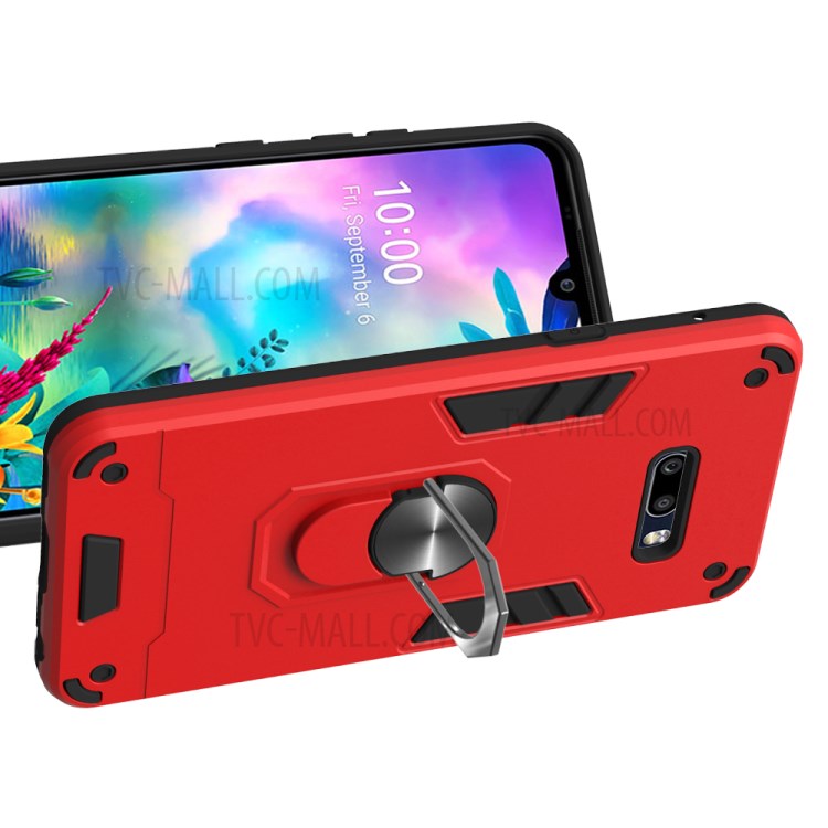 Rotatable Kickstand Detachable 2-in-1 PC + TPU Back Case for LG G8X ThinQ/V50S ThinQ 5G - Red-3