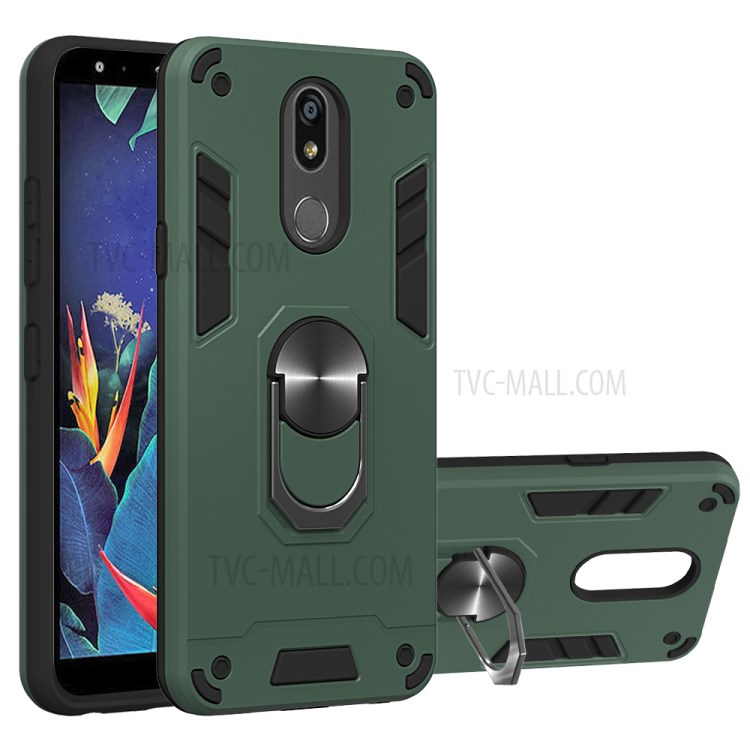 Rotatable Kickstand Detachable 2-in-1 PC + TPU Back Shell for LG K40/LG K12 Plus - Green-1