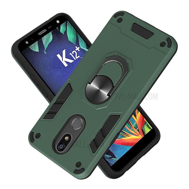 Rotatable Kickstand Detachable 2-in-1 PC + TPU Back Shell for LG K40/LG K12 Plus - Green-2