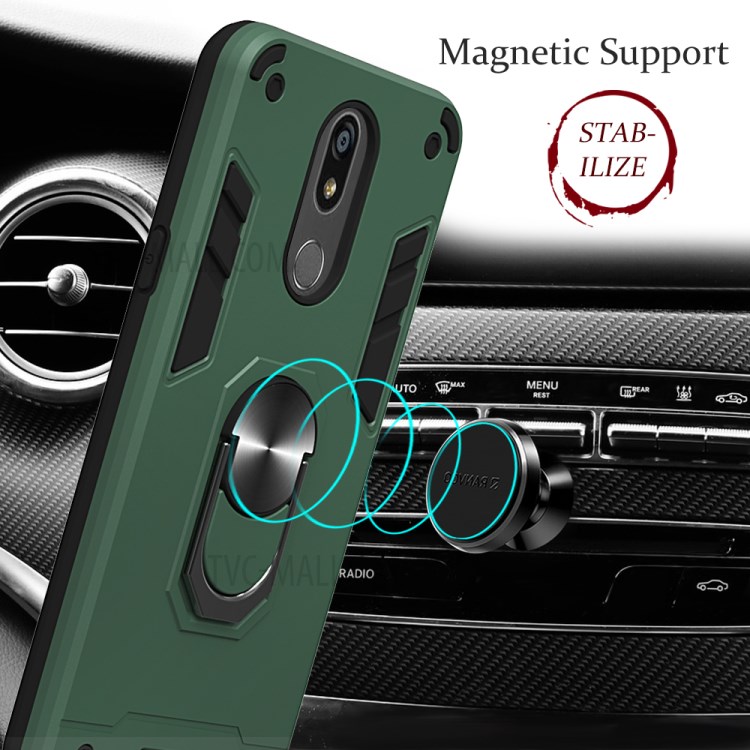 Rotatable Kickstand Detachable 2-in-1 PC + TPU Back Shell for LG K40/LG K12 Plus - Green-7