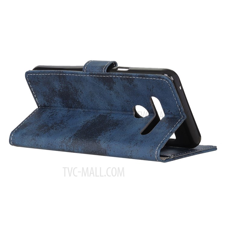 Retro Style Wallet Stand PU Leather Protector Shell for LG K61 - Blue-3