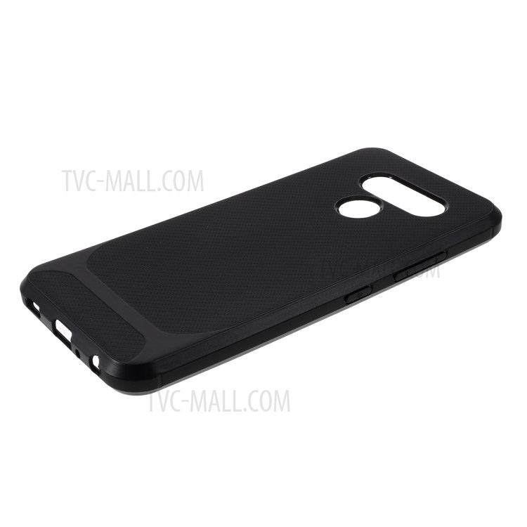 Carbon Fiber Texture TPU Cell Phone Case for LG Q60 - Black-5