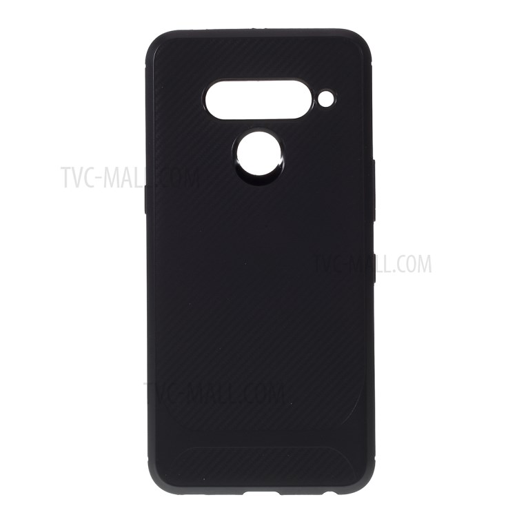 Carbon Fiber Texture Soft TPU Protection Shell for LG V50 ThinQ 5G - Black-1