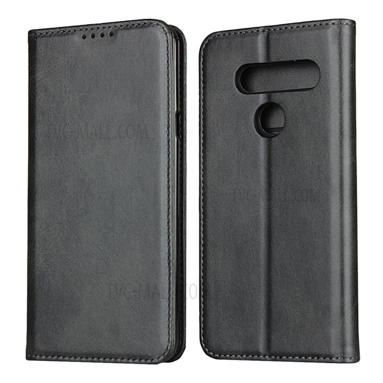 Auto-absorbed Leather Wallet Stand Phone Case for LG V40 ThinQ - Black-1