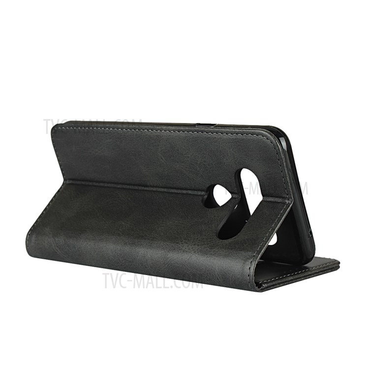 Auto-absorbed Leather Wallet Stand Phone Case for LG V40 ThinQ - Black-5