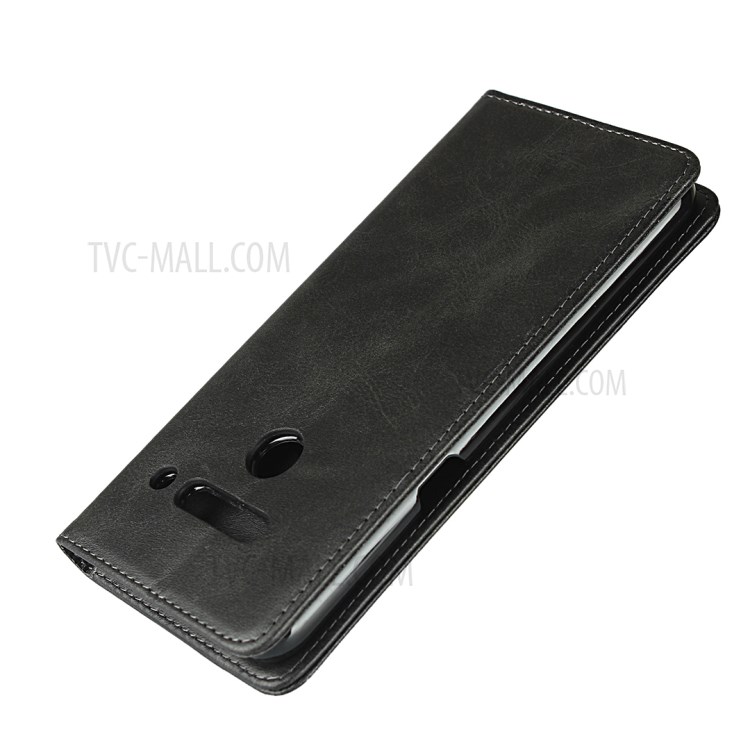 Auto-absorbed Leather Wallet Stand Protective Case for LG V50 ThinQ 5G - Black-6