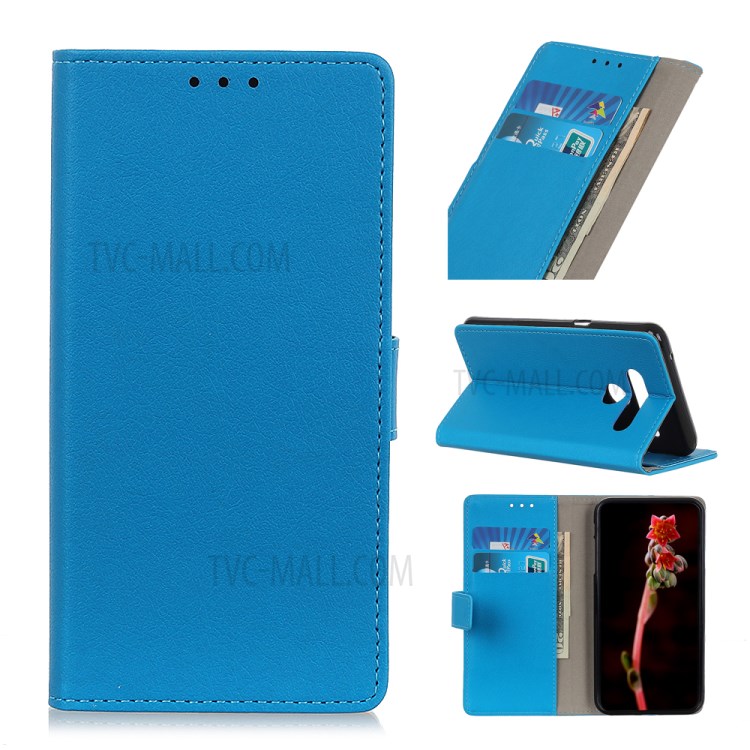 PU Leather Wallet Stand Phone Cover Shell for LG K41S - Blue-1