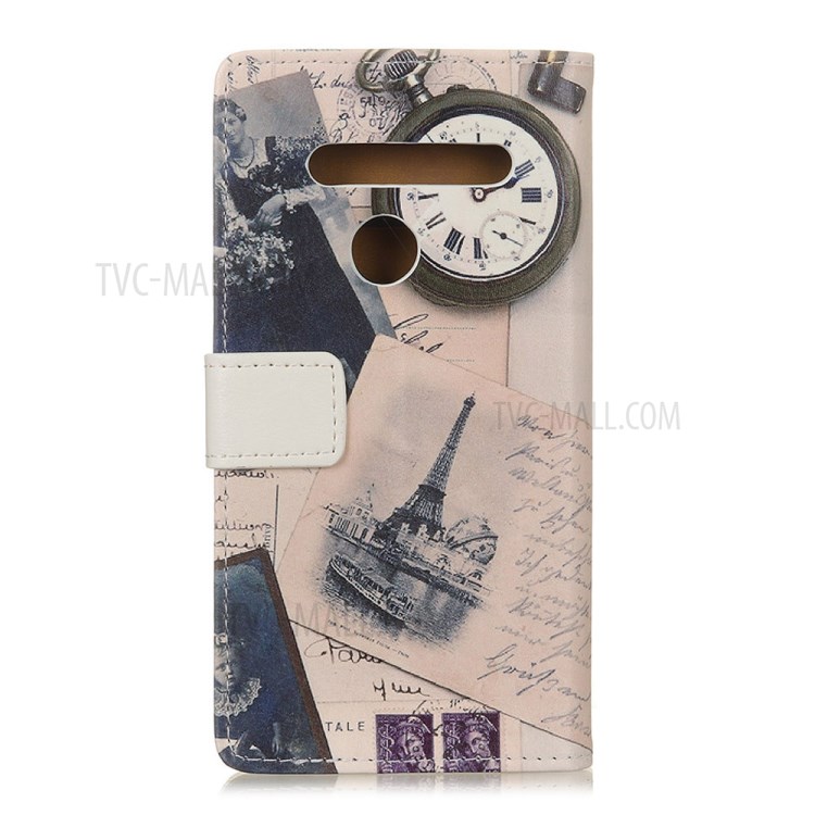 Pattern Printing Wallet Leather Magnetic Shell for LG K41S - ffel Tower and Quill-pen-3