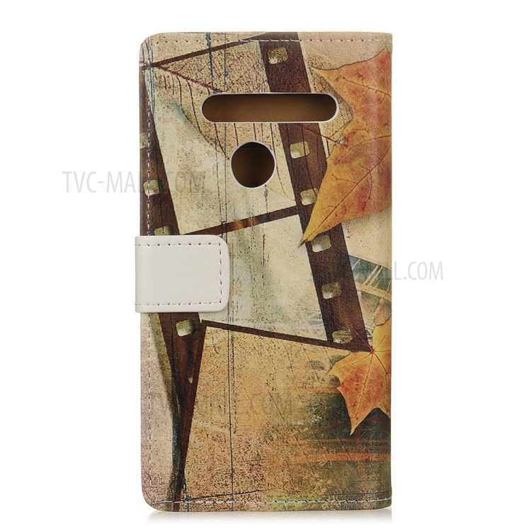 Pattern Printing Wallet Leather Magnetic Shell for LG K41S - Eiffel Tower and Maple Leaves-2