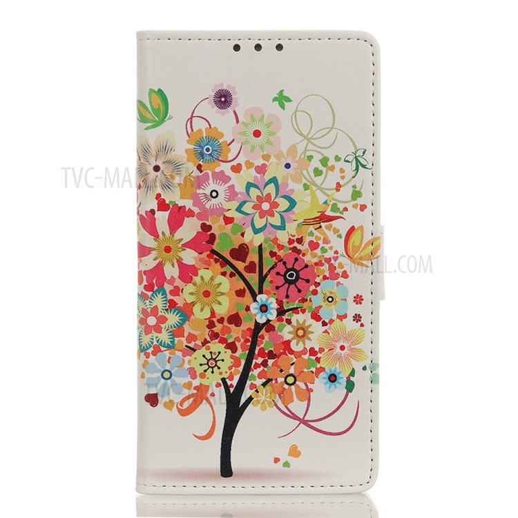 Pattern Printing Wallet Leather Magnetic Shell for LG K41S - Colorful Flowers Tree-1